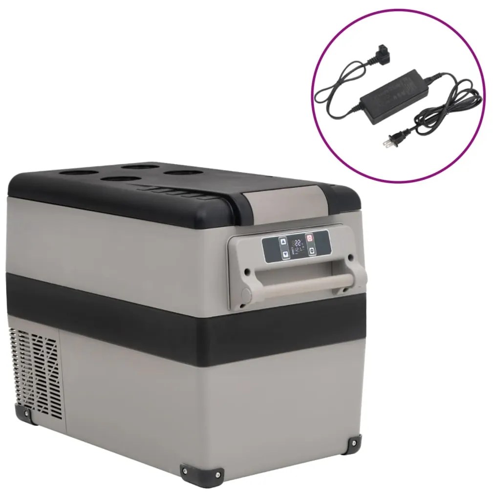 vidaXL Ψυγείο με Λαβή &amp; Προσαρμογέα Μαύρο / Γκρι 55 Λ. από PP &amp; PE