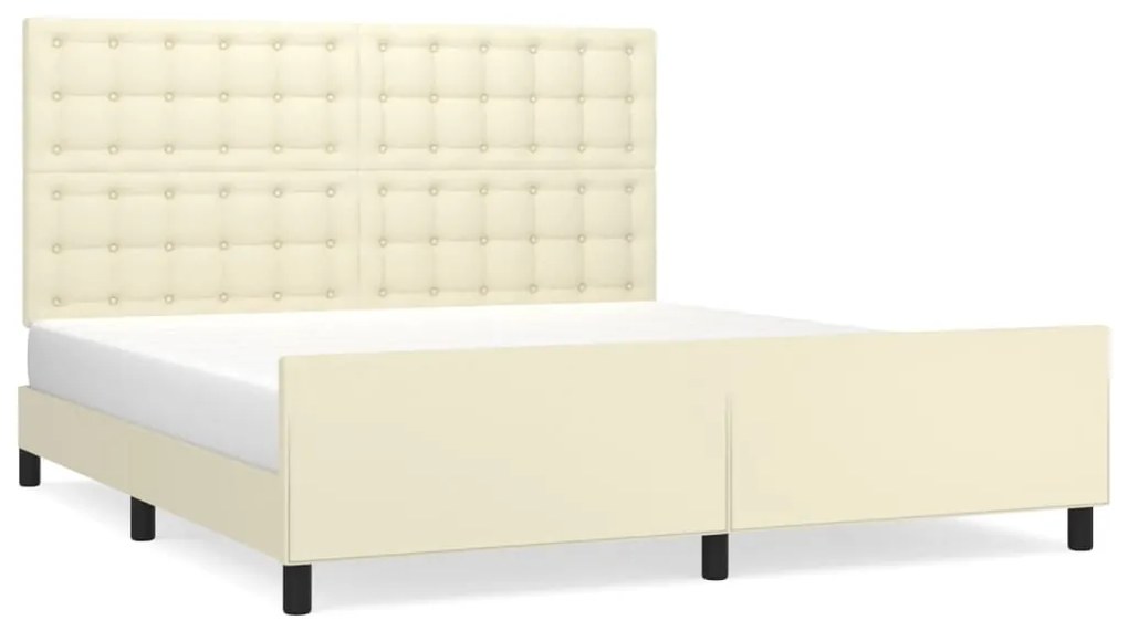 vidaXL Πλαίσιο Κρεβατιού με Κεφαλάρι Κρεμ 160x200 εκ. Συνθετικό Δέρμα