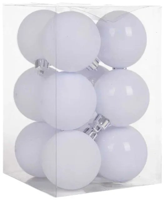 Σετ Χριστουγεννιάτικες μπάλες - 8cm - 12pcs - 326062 - White