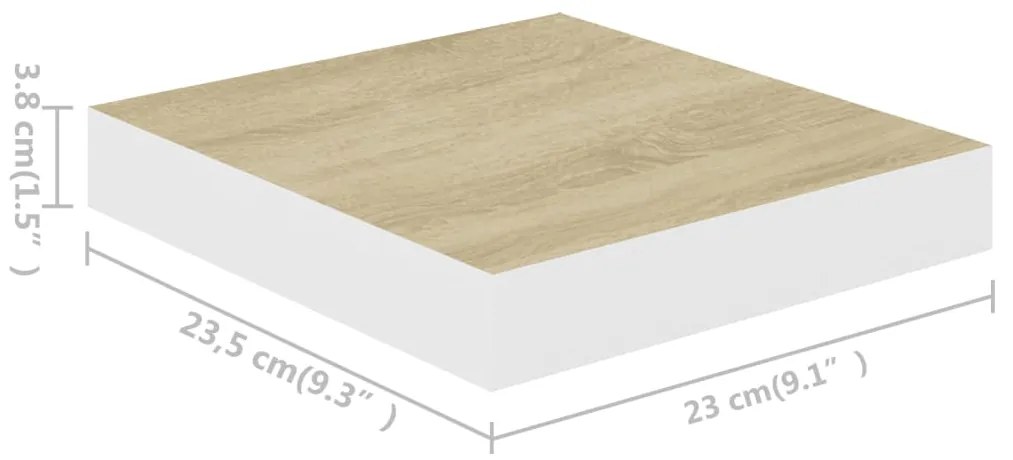 Ράφια Τοίχου 2 τεμ. Δρυς και Άσπρο 23x23,5x3,8 εκ. MDF - Καφέ