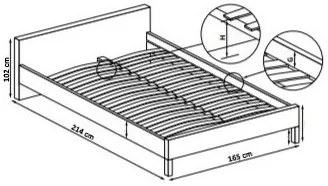 Κρεβάτι Houston 462, Διπλό, Γκρι, 160x200, Ταπισερί, Τάβλες για Κρεβάτι, 165x214x102cm, 64 kg, Ξύλο: Καρυδί | Epipla1.gr