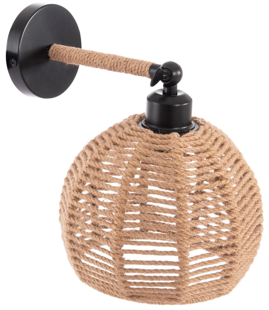 WALL SCONCE STOLT  METAL BASE-HEMP ROPE-[E27] 20x20x38-24Hcm.