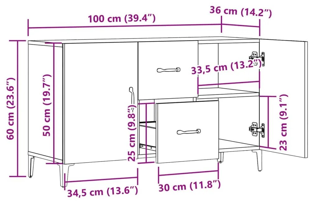 Ντουλάπι Παλαιό Ξύλο 100x36x60 εκ. από Επεξεργασμένο Ξύλο - Καφέ