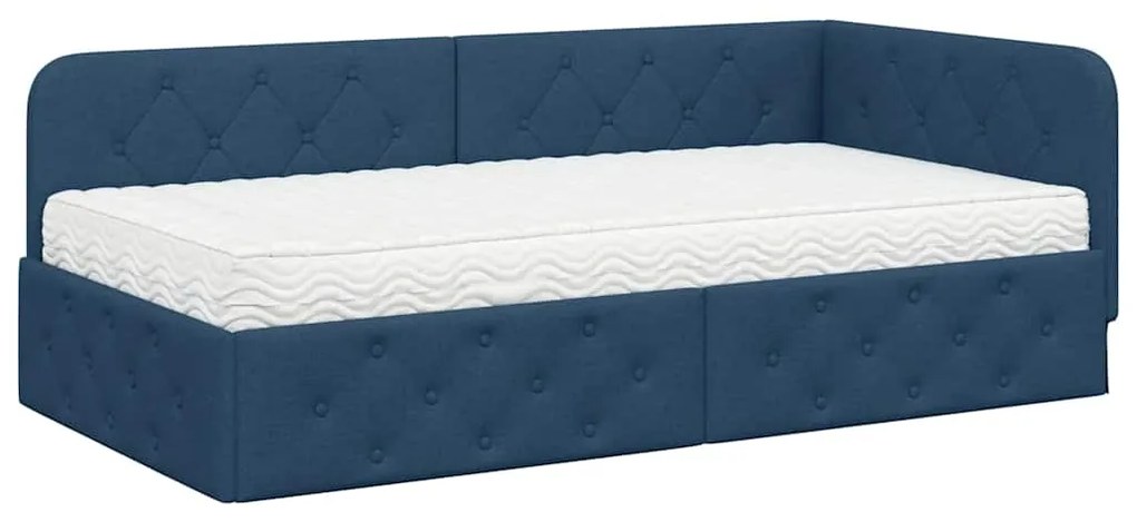 vidaXL Κρεβάτι Γωνίας με στρώμα με κεφαλάρι Μπλε 90 x 200 cm ύφασμα