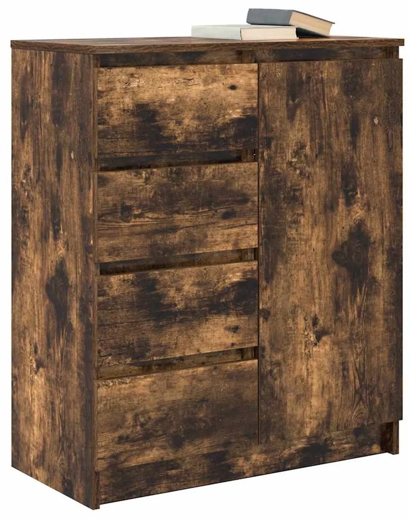 Συρταριέρα με Συρτάρια Καπνιστή Δρυς 71x35x84 εκ. Επεξ. Ξύλο - Καφέ