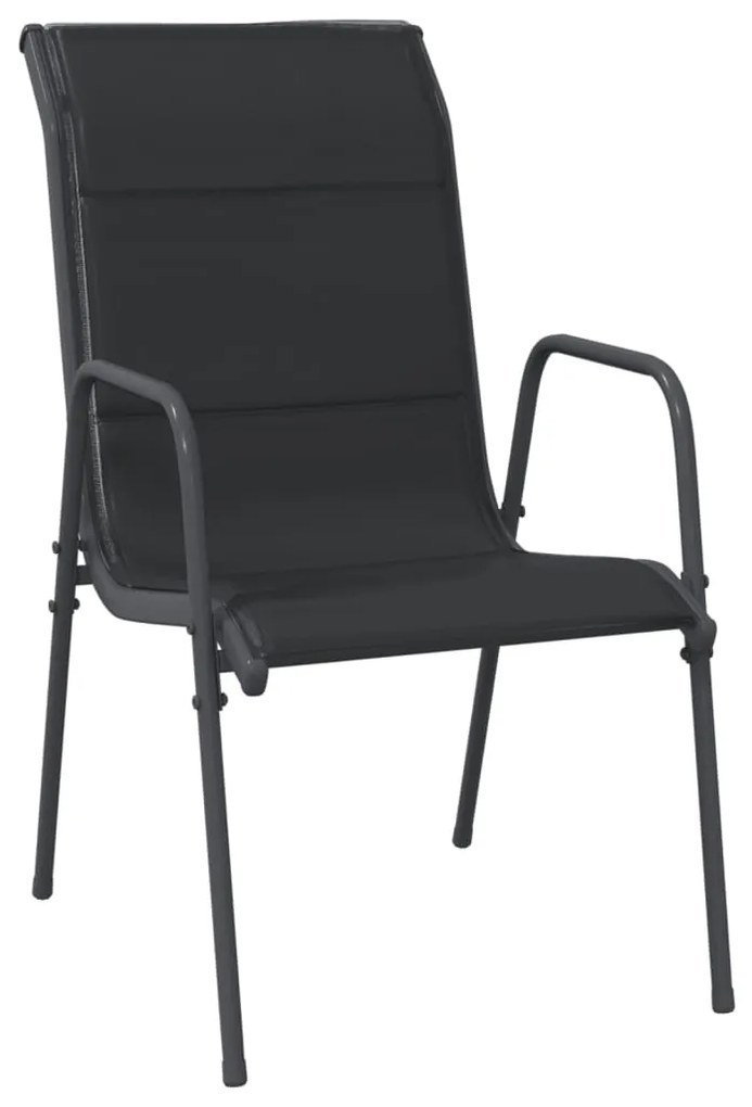 vidaXL Σετ Τραπεζαρίας Κήπου 9 Τεμαχίων Μαύρο από Ατσάλι &amp; Textilene