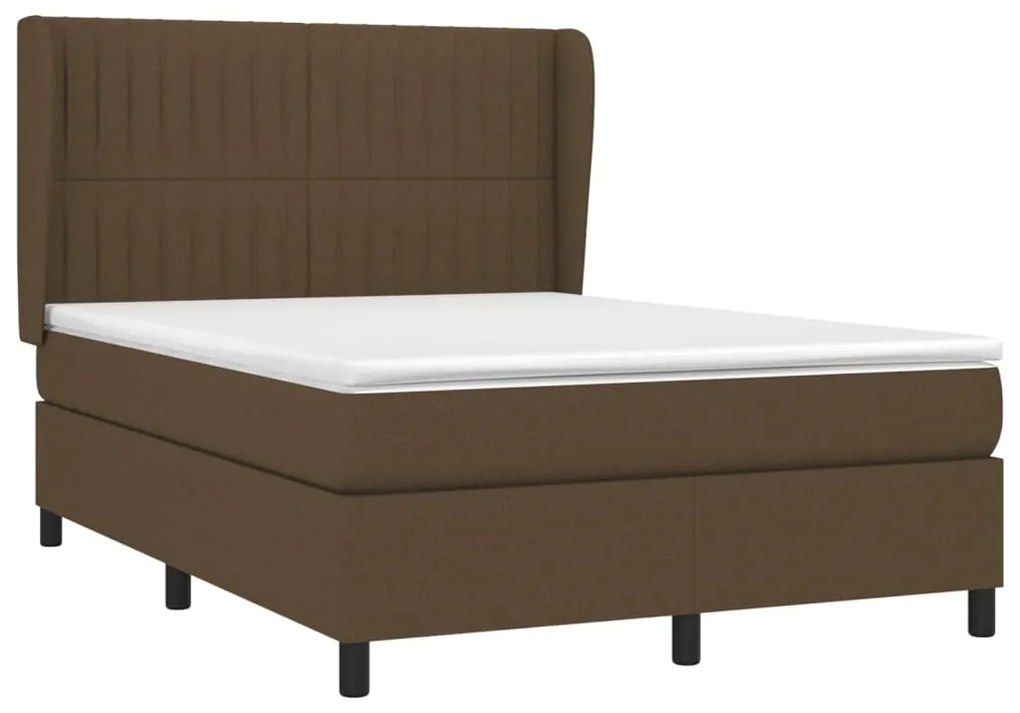 vidaXL Κρεβάτι Boxspring με Στρώμα Σκούρο Καφέ 140x200 εκ Υφασμάτινο