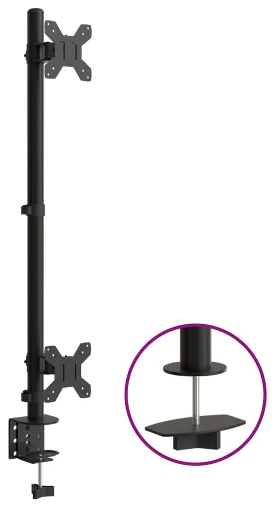 vidaXL Βάση Οθόνης Διπλή VESA Μαύρη 75/100 χιλ. από Ατσάλι