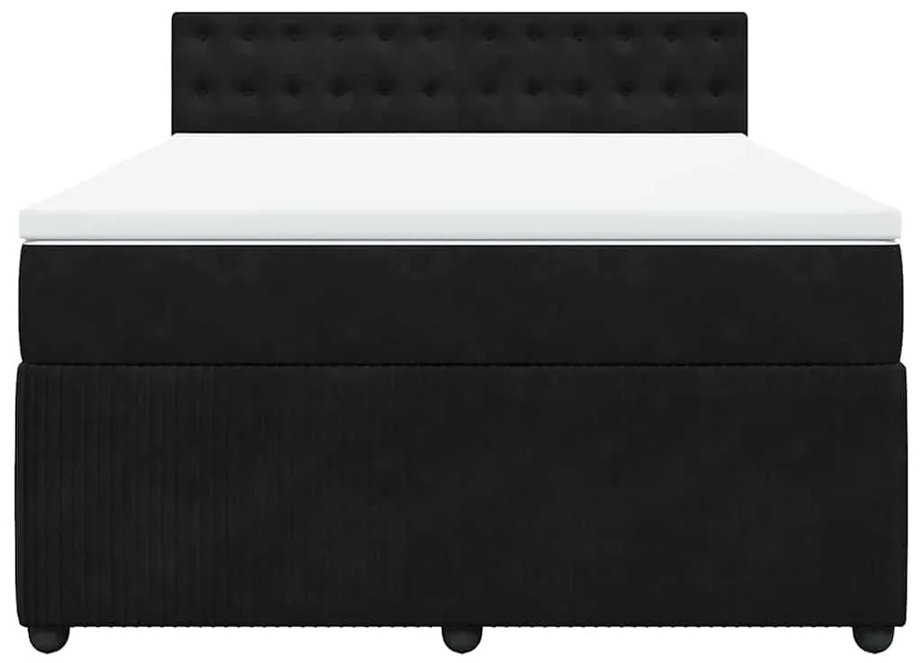 vidaXL Κρεβάτι Boxspring με Στρώμα Μαύρο 160x200 εκ. Βελούδινο
