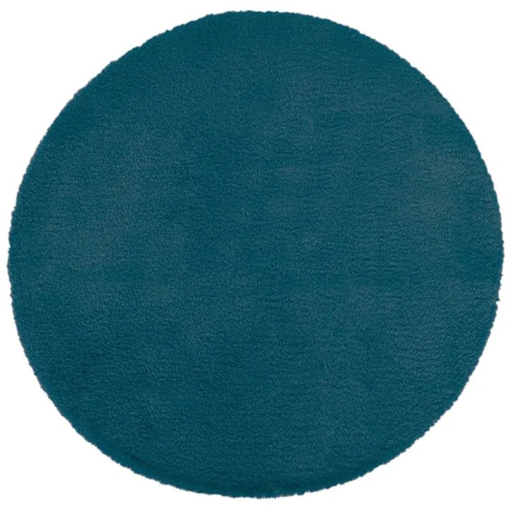 Χαλί γούνινο στρογγυλό Atmosphera με διαστάσεις 80x80x2cm - Σε μπλε απόχρωση