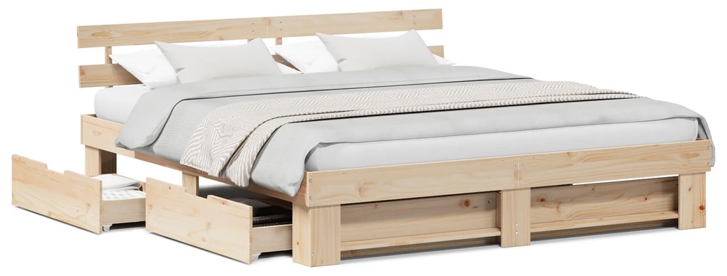 vidaXL Σκελετός Κρεβατιού Καφέ 180 x 200 cm Συμπαγές ξύλο πεύκου