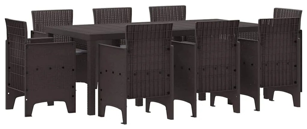 vidaXL Σέτ φαγητού για κήπο 9 pcs Καφέ Rattan Polt