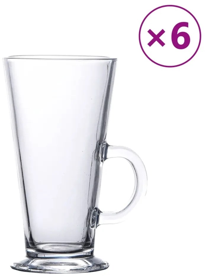 Ποτήρια Λάτε με Λαβή 6 Τεμ. 250 ml - Διαφανές