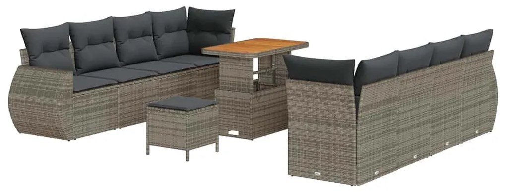 vidaXL Σετ Καναπέ Κήπου 11 pcs Γκρι συνθετικό ρατάν