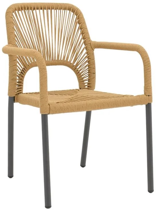 Καρέκλα - Πολυθρόνα αλουμινίου Norture στοιβαζόμενη ανθρακί σκελετός-φυσικό rattan 57x63x82 εκ. 57x63x82 εκ.