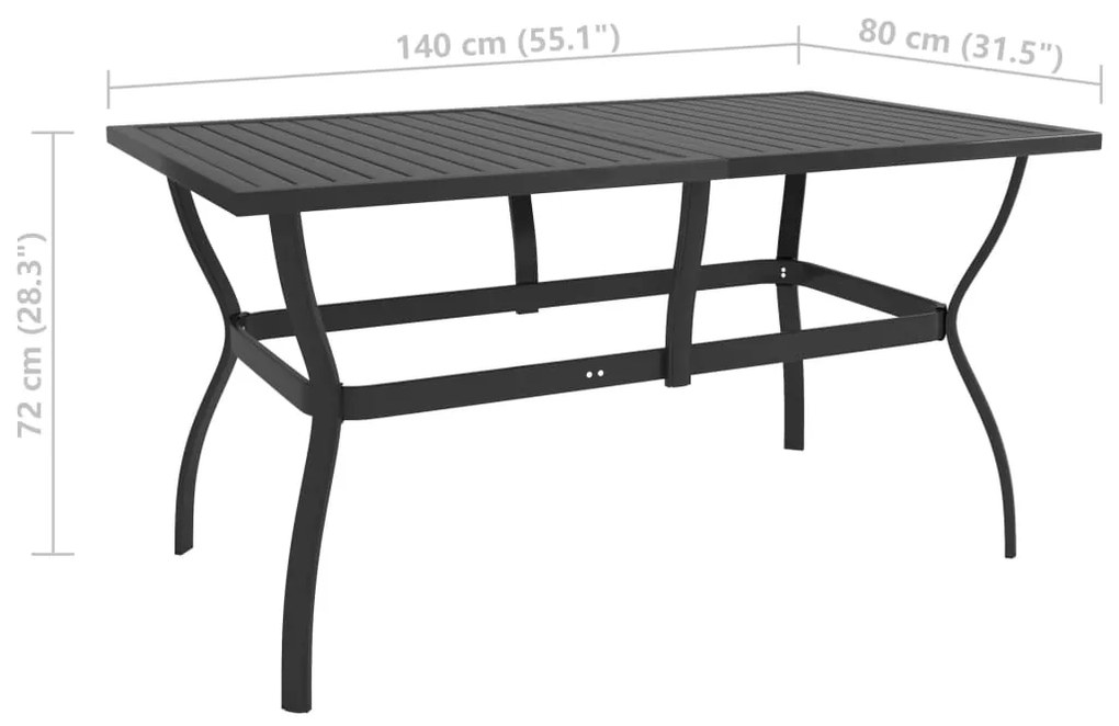 ΤΡΑΠΕΖΙ ΚΗΠΟΥ ΑΝΘΡΑΚΙ 140 X 80 X 72 ΕΚ. ΑΤΣΑΛΙΝΟ 312169