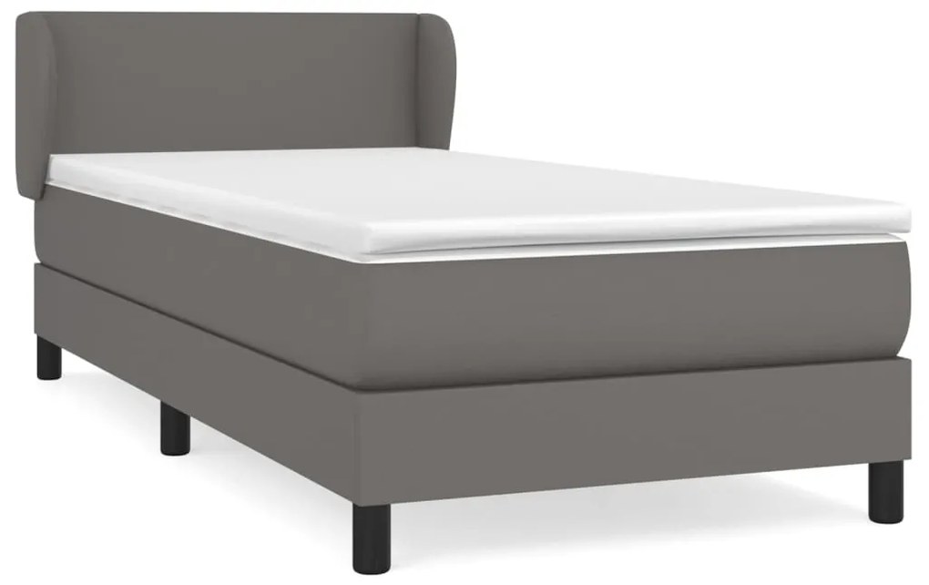 Κρεβάτι Boxspring με Στρώμα Γκρι 90x200 εκ. από Συνθετικό Δέρμα 3127173