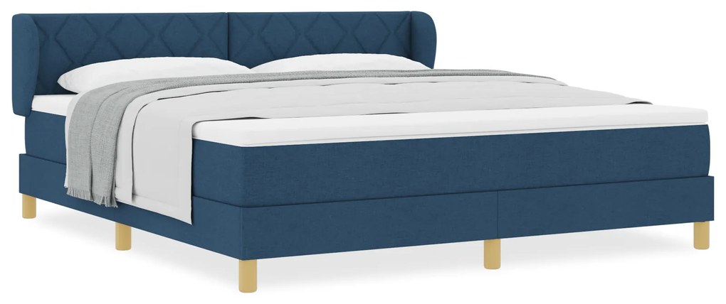 vidaXL Κρεβάτι Box Spring με Στρώμα - Μπλε, 180x200 εκ., Ύφασμα