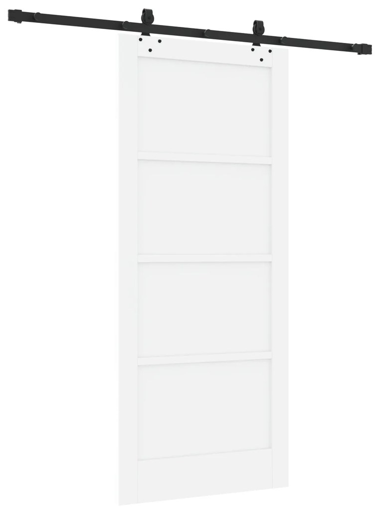 vidaXL Συρόμενη Πόρτα με Εξαρτήματα Λευκή 86x198.5 εκ. Σκληρό Ξύλο Πεύκο