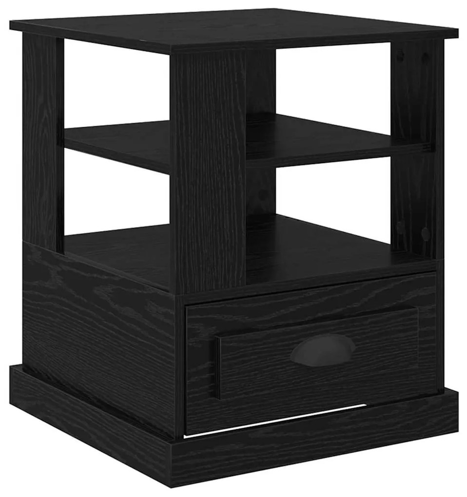 vidaXL Κομοδίνο με ράφι Μαύρη δρυς 50 x 50 x 60 cm Επεξεργασμένο ξύλο