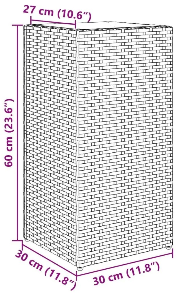 Ζαρντινιέρες Κήπου 2 τεμ. Γκρι 30x30x60 εκ. από Συνθετικό Ρατάν - Γκρι