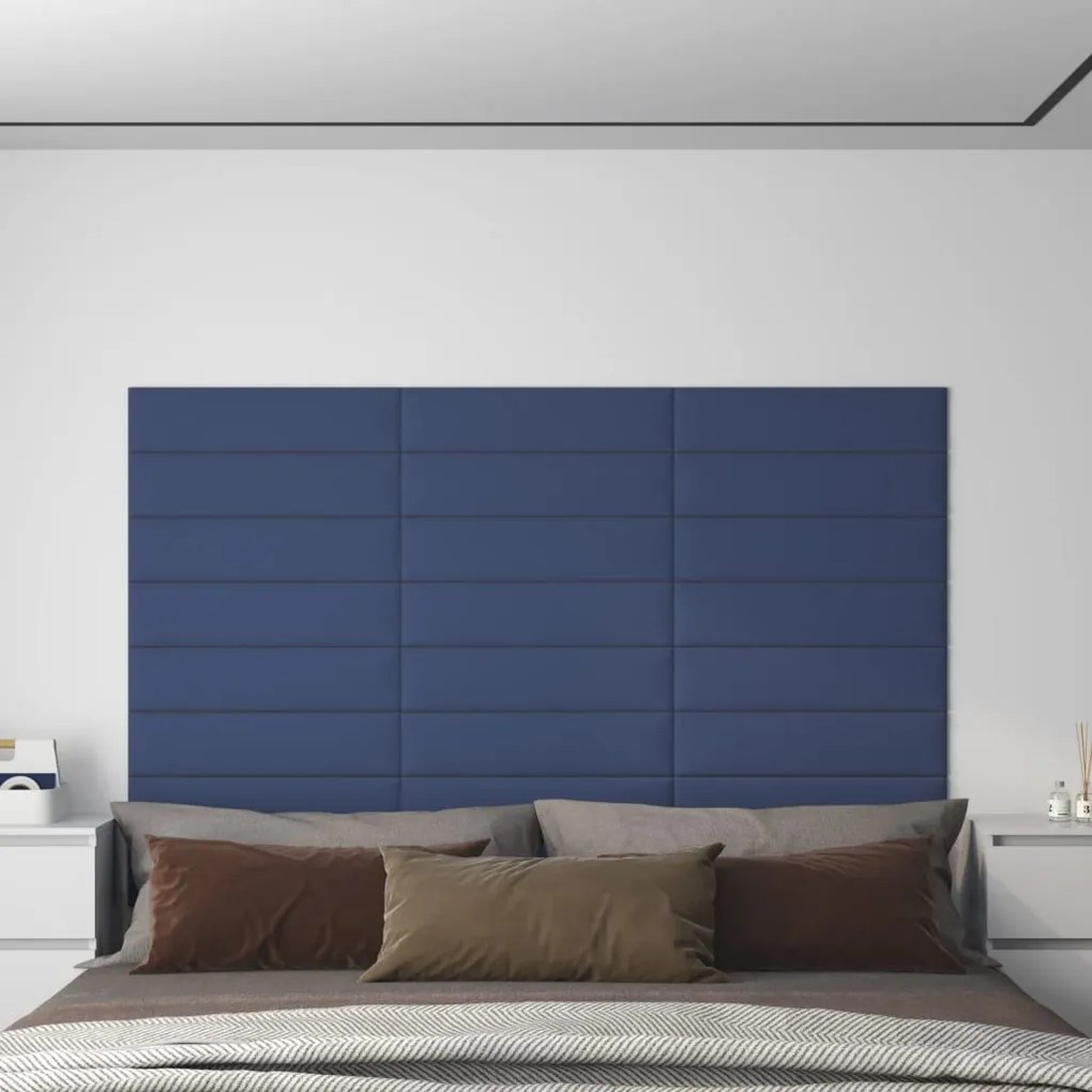 vidaXL Πάνελ Τοίχου 12 τεμ. Μπλε 60 x 15 εκ. 1,08 μ² Υφασμάτινα