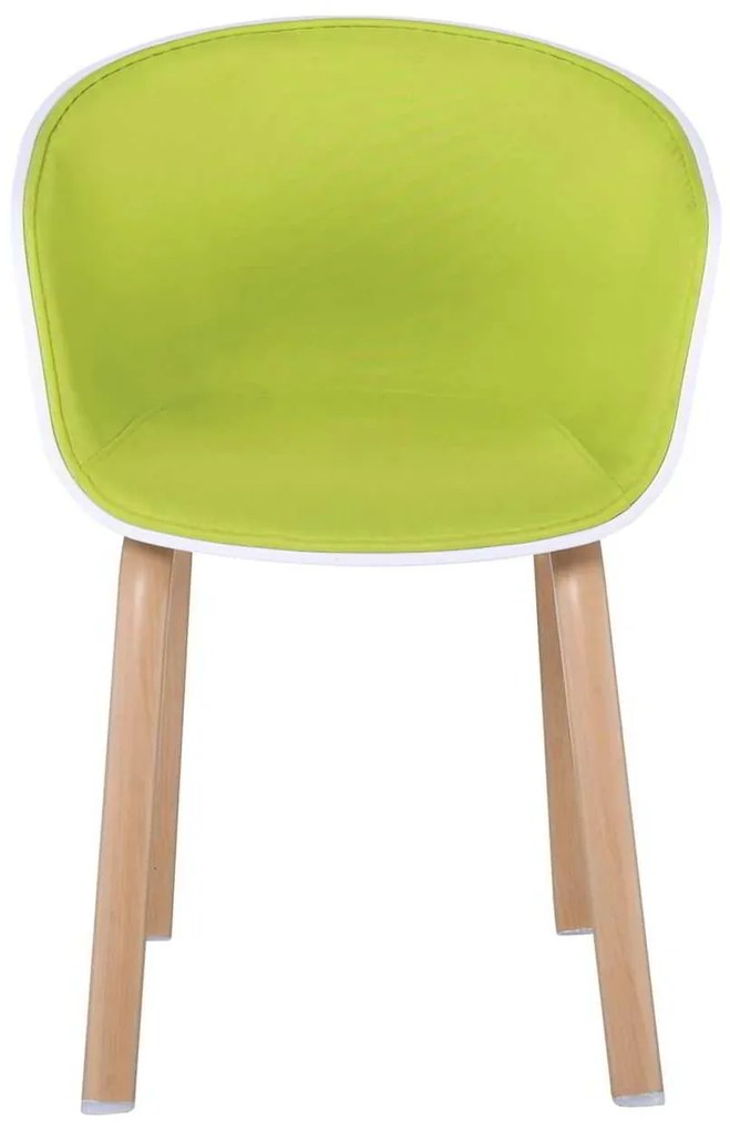 πολυθρόνα Steel OPTIM Φυσικό/ PP Άσπρο/Ύφασμα Lime 54x51x79cm (Σετ 4 ΤΕΜ)