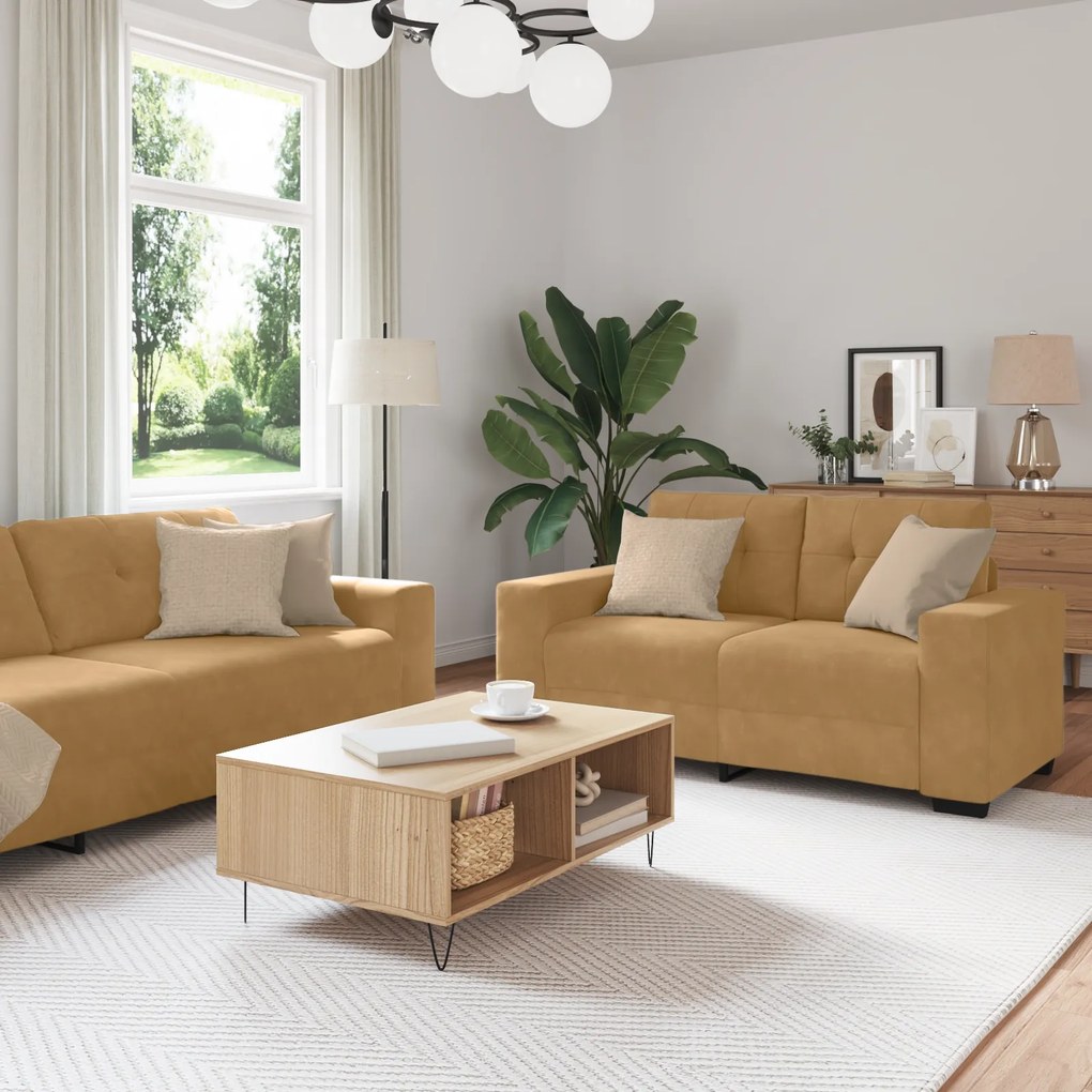 vidaXL Σετ Καναπέ με μαξιλάρι 3 pcs Καφέ 221 x 78 x 80 εκ Βελούδο