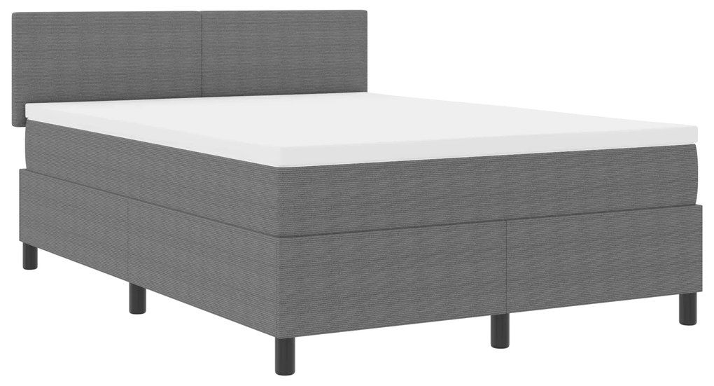 vidaXL Κρεβάτι με Βάση και Στρώμα & Φως LED Γκρι 140x200 cm Ύφασμα Κορδούρα