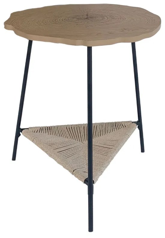 TREE SIDE TABLE ΦΥΣΙΚΟ ΜΑΥΡΟ 46x46xH52cm - 04-0964