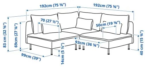 SÖDERHAMN γωνιακός καναπές, 3 θέσεων 794.496.57