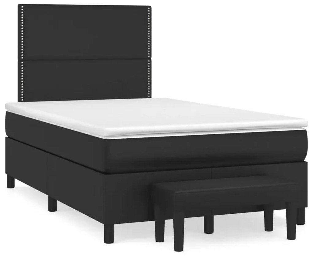 vidaXL Κρεβάτι Boxspring με Στρώμα Μαύρο 120x190εκ.από Συνθετικό Δέρμα