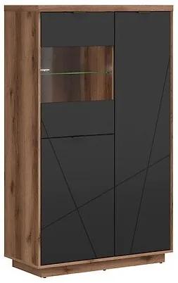 Βιτρίνα Boston CE103, Μαύρο, Σκούρα βελανιδιά delano, Με πόρτες, Ο αριθμός των θυρών: 3, 157x94x43cm, 63 kg | Epipla1.gr