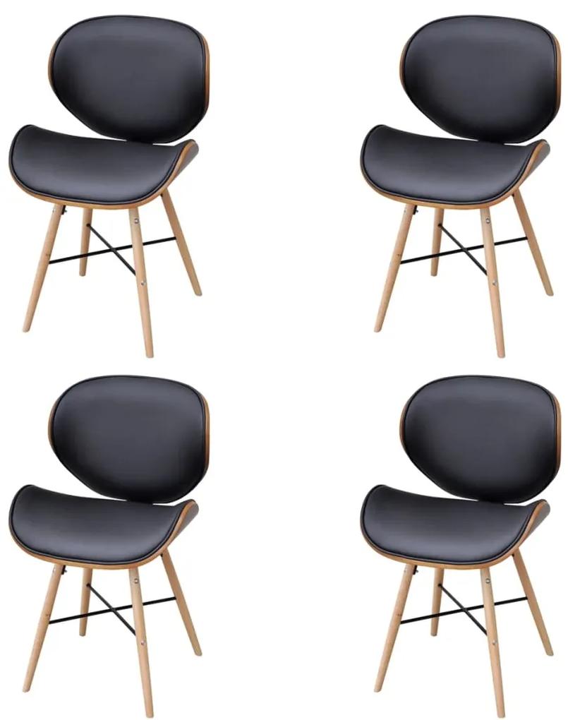 Καρέκλες Τραπεζαρίας 4 τεμ. από Λυγισμένο Ξύλο/Συνθετικό Δέρμα