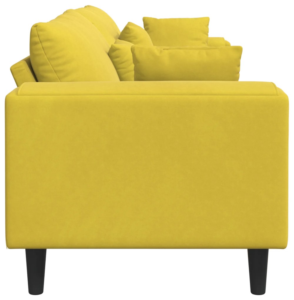 vidaXL Βελούδινος καναπές με μαξιλάρι Κίτρινο 210 cm Βελούδο