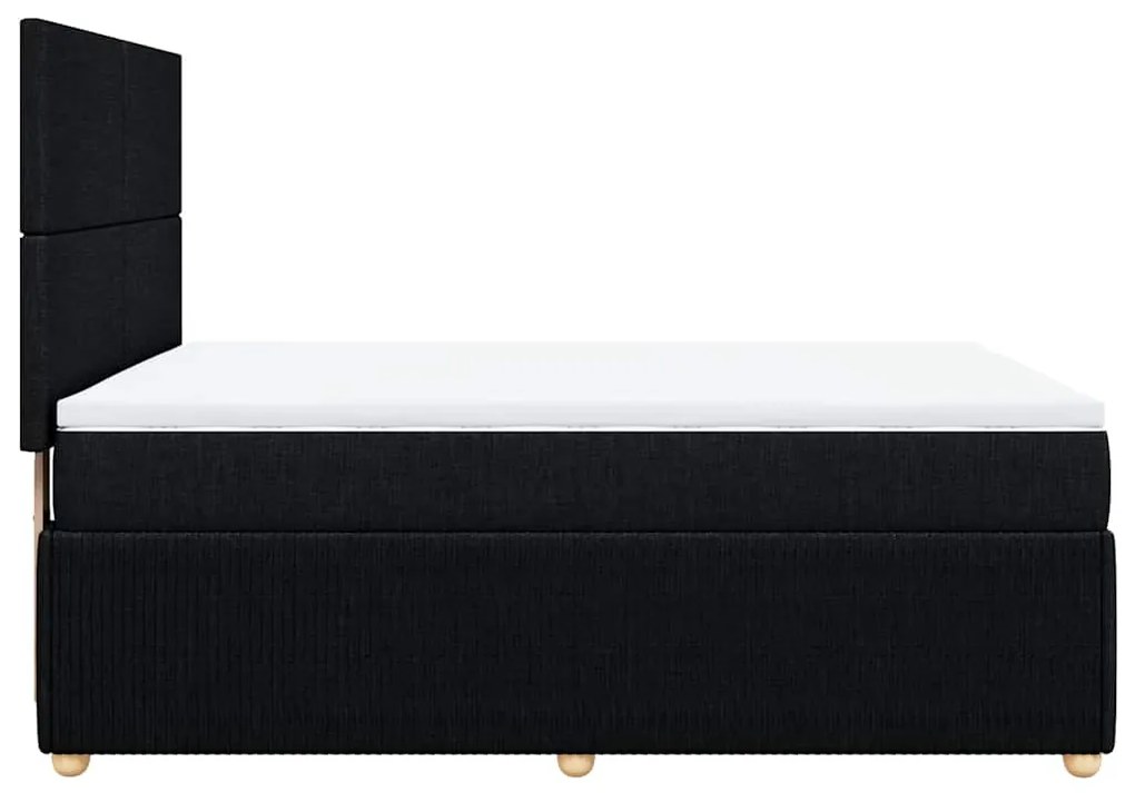 vidaXL Κρεβάτι Boxspring με Στρώμα Μαύρο 140x190 εκ. Υφασμάτινο
