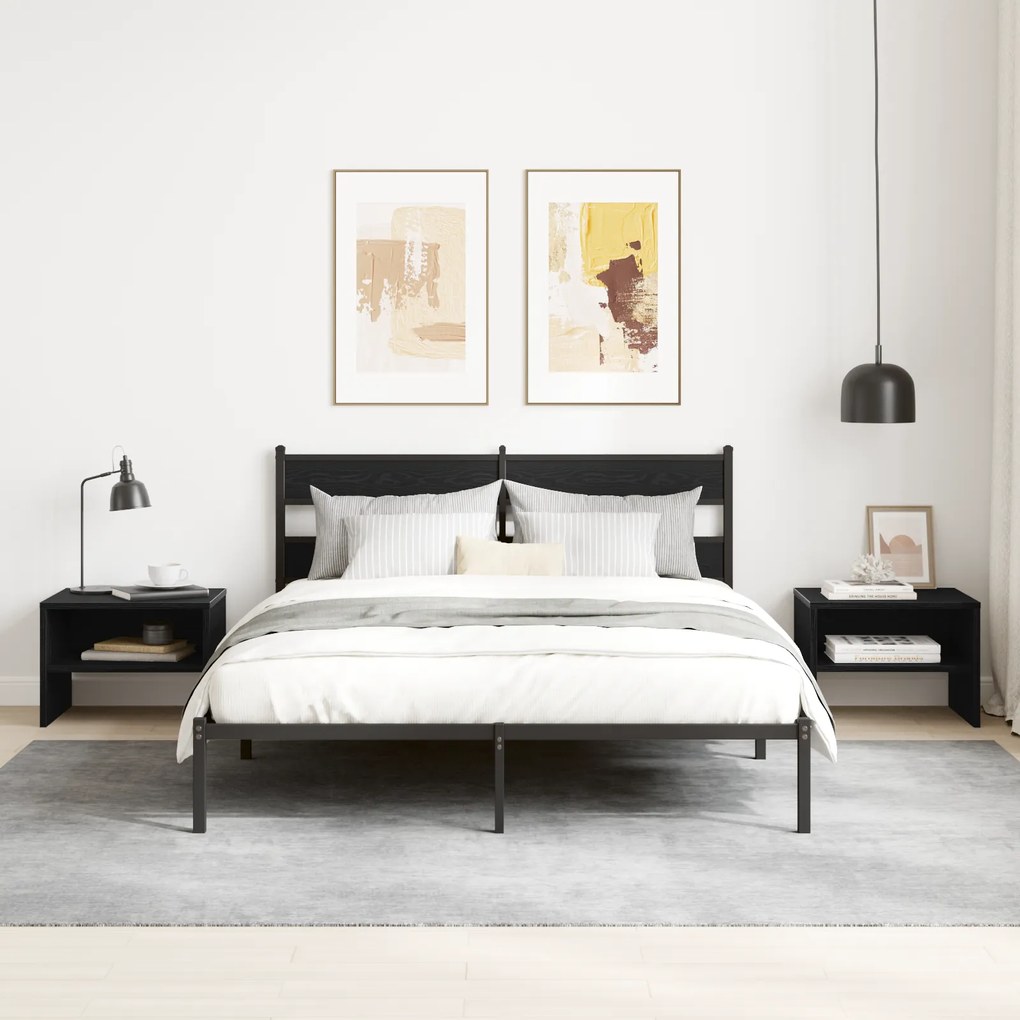 vidaXL Κομοδίνο 2 pcs Μαύρη δρυς 40 x 30 x 30 εκ Επεξεργασμένο ξύλο