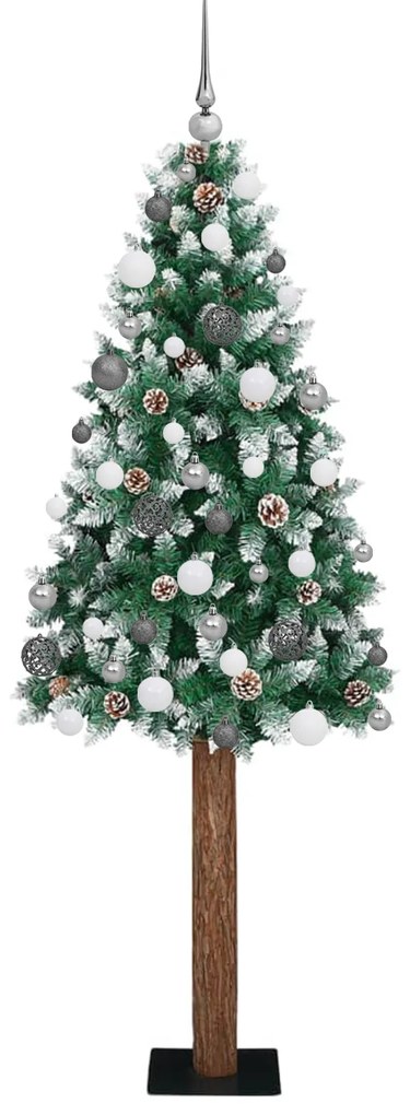 vidaXL Slim Christmas Tree LEDs & Σετ Μπάλες Πράσινο 210 εκ PVC