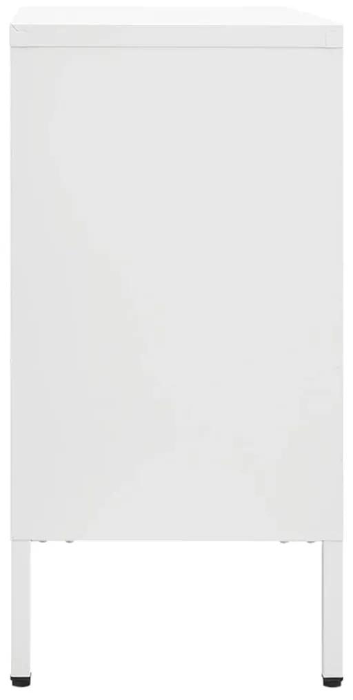 Μπουφές Λευκός 105 x 35 x 70 εκ. από Ατσάλι και Ψημένο Γυαλί - Λευκό