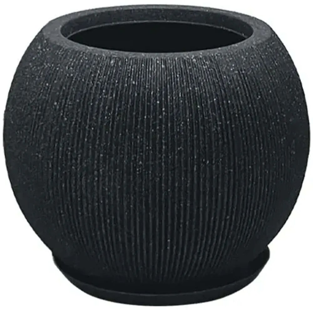 Κασπώ Ριγωτό 06-10012-M Φ37x30cm Black Marhome Πολυρεσίνη
