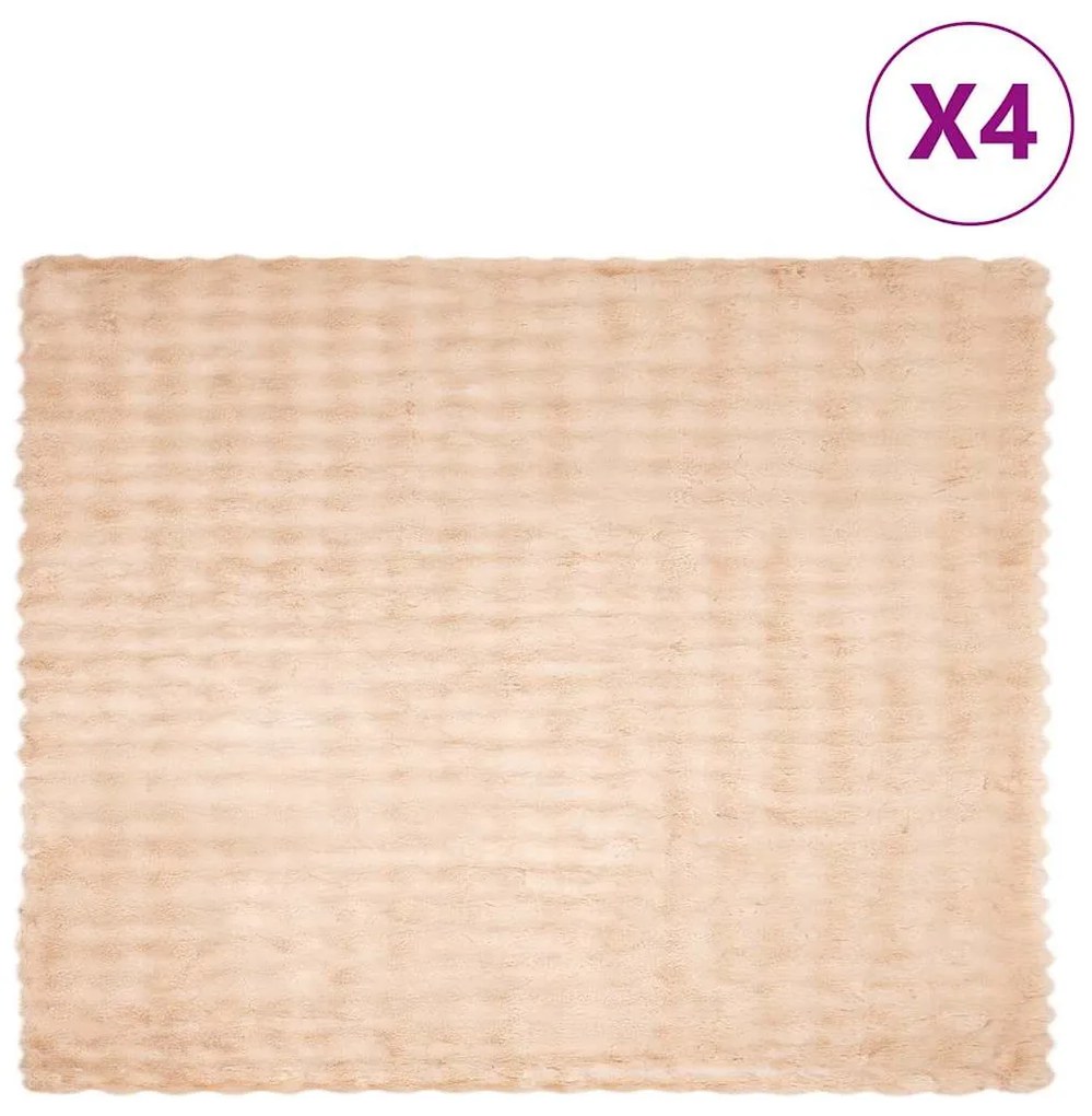 vidaXL Ψεύτικη κουβέρτα από κουνέλι 4 pcs Μπεζ 130 x 150 cm