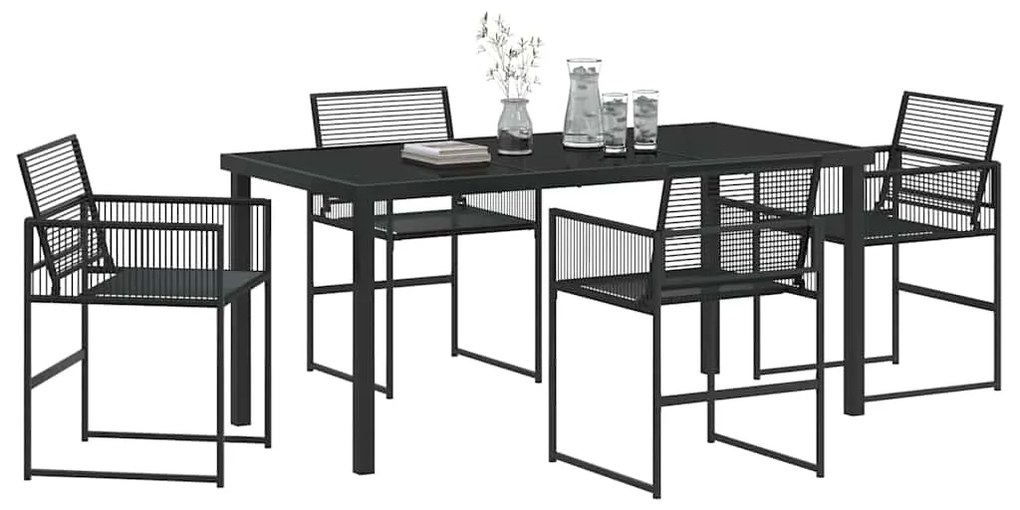 vidaXL Σέτ φαγητού για κήπο 5 pcs Μαύρο Χάλυβας με επίστρωση πούδρας