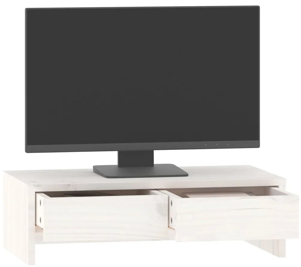 vidaXL Βάση Οθόνης Λευκή 50 x 27 x 15 εκ. από Μασίφ Ξύλο Πεύκου