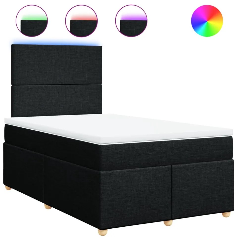 vidaXL Κρεβάτι Boxspring με Στρώμα Μαύρο 120x190 εκ. Υφασμάτινο