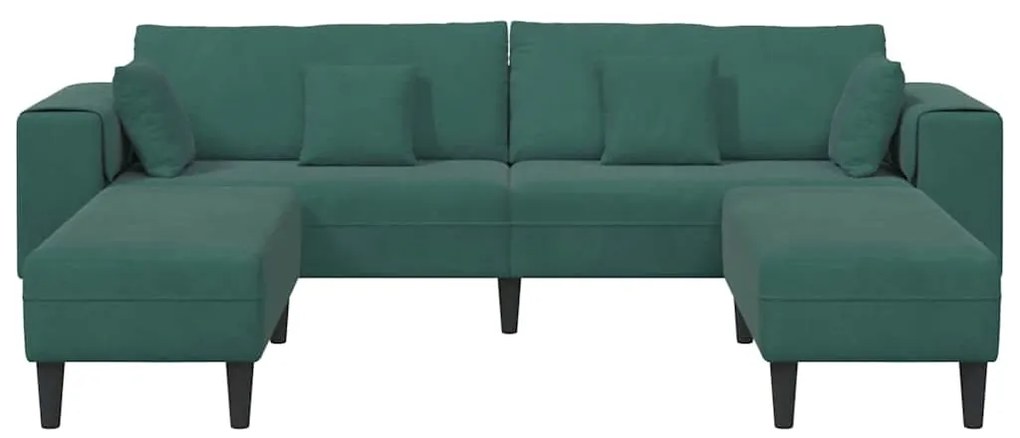 vidaXL Βελούδινος καναπές 3 pcs Σκούρο Πράσινο 208 εκ. Βελούδο