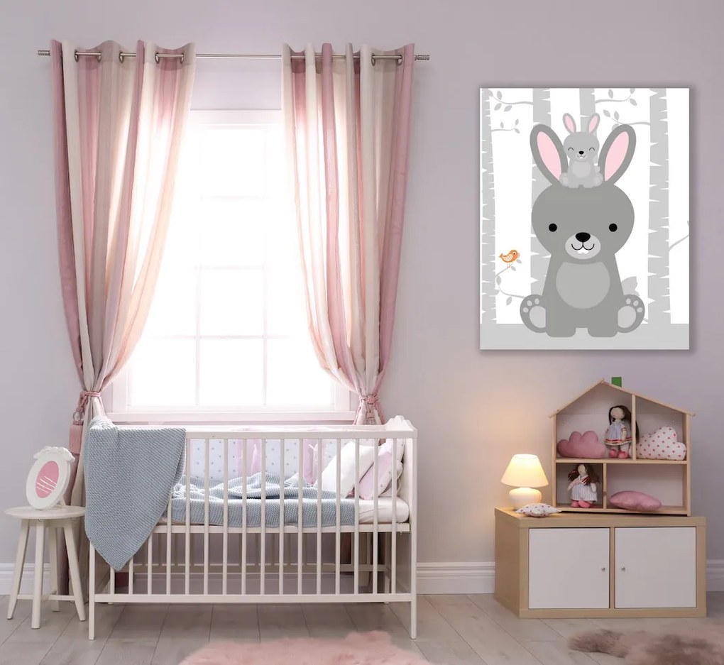 Παιδικός πίνακας σε καμβά Λαγουδάκια KNV0459 65cm x 95cm