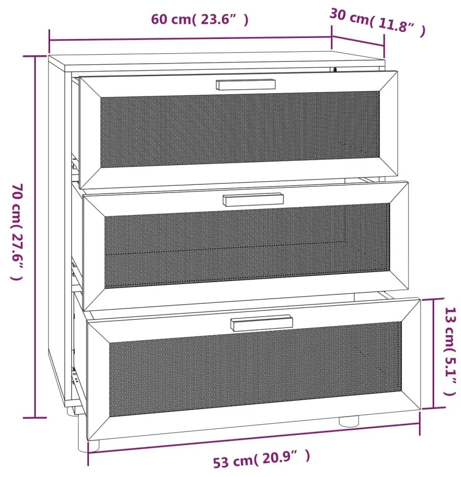 ΝΤΟΥΛΑΠΙ ΛΕΥΚΟ 60 X 30 X 70 ΕΚ. ΑΠΟ ΜΑΣΙΦ ΠΕΥΚΟ &amp; ΦΥΣΙΚΟ ΡΑΤΑΝ 345633