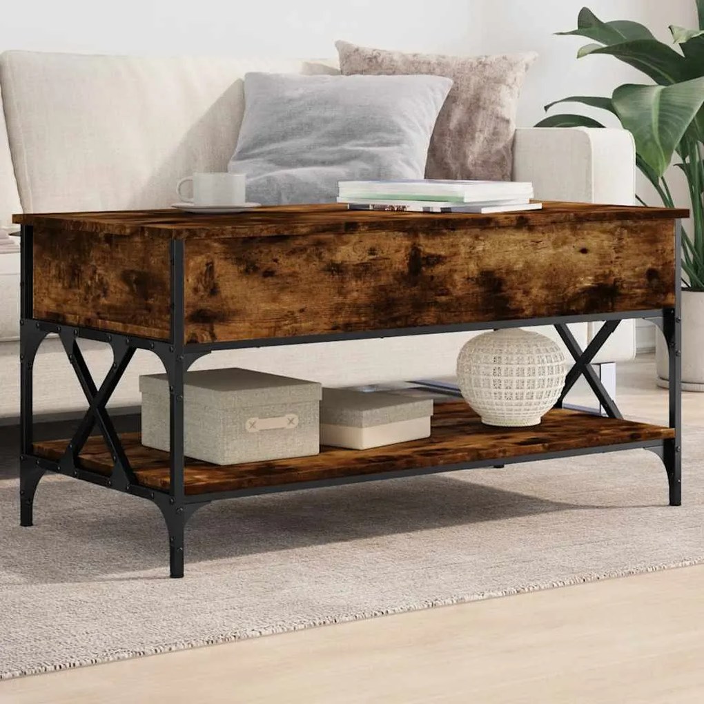 vidaXL Τραπεζάκι Σαλονιού Καπνιστή Δρυς 100x50x50 εκ. Επεξεργ. Ξύλο