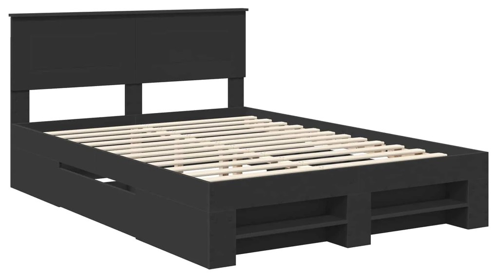 vidaXL Σκελετός Κρεβατιού Μαύρο 150 x 200 cm Επεξεργασμένο ξύλο