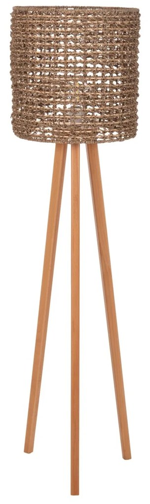 Επιδαπέδιο Φωτιστικό Rubberwood-Rattan-Seagrass Σε Φυσικό Φ36x149,5Υεκ.